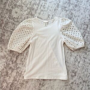 H&M White Eyelet Sleeve Women's Top